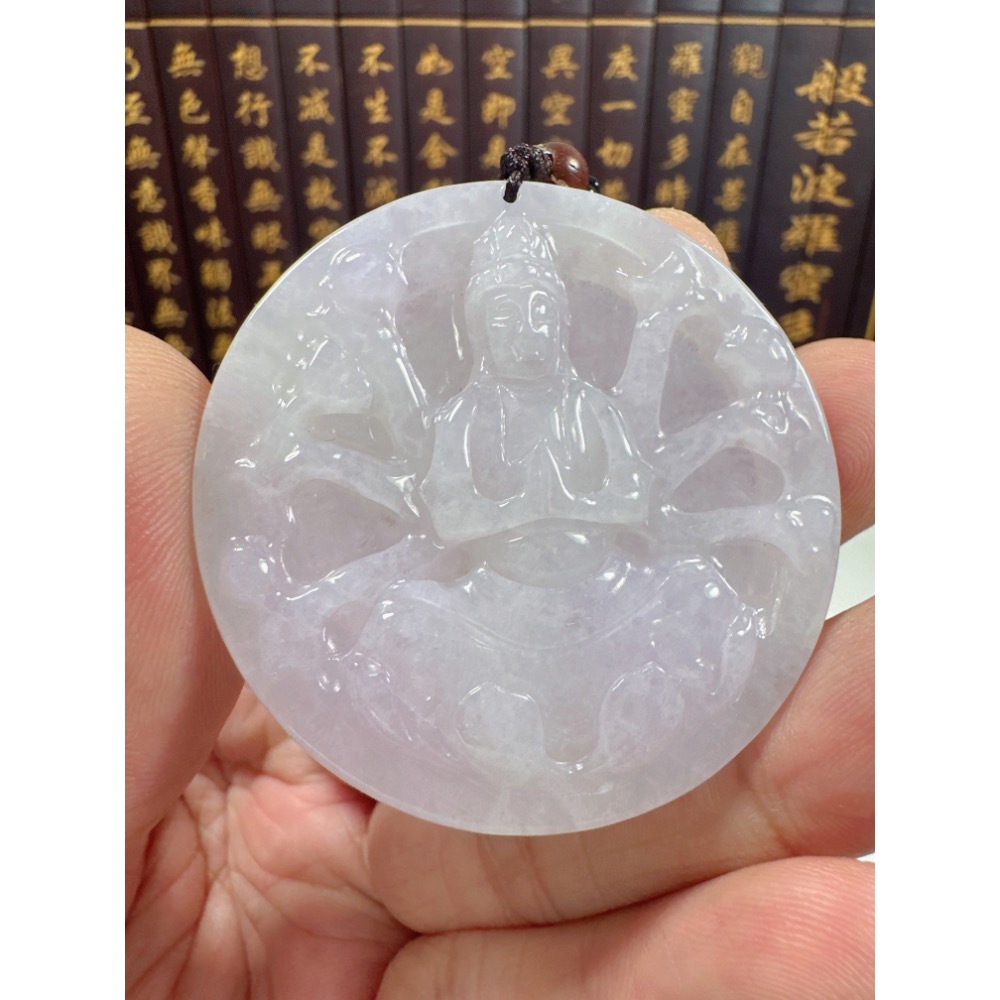 天然翡翠A貨-八大守護神-千手觀音鐲心玉牌 商品編號071208-細節圖5