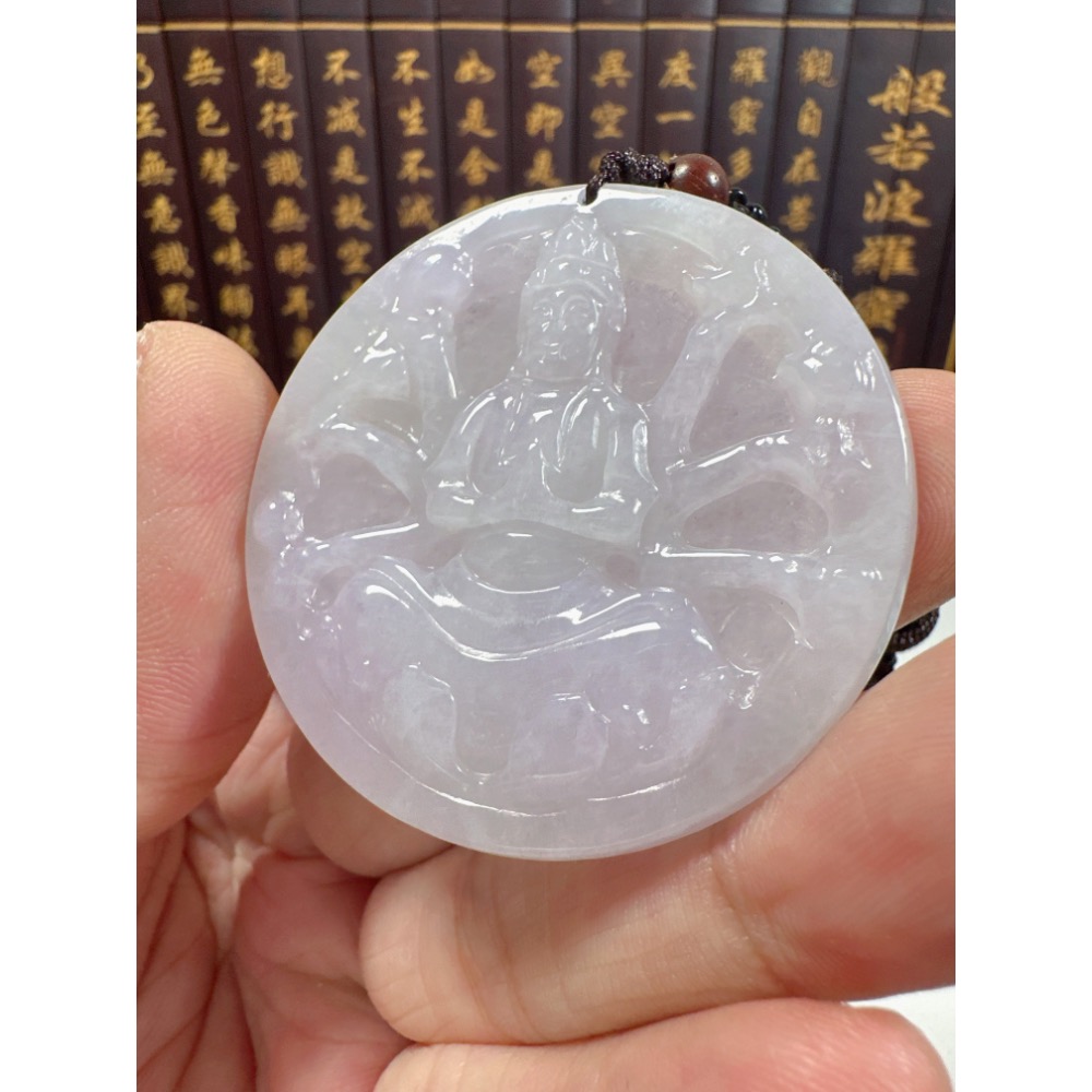 天然翡翠A貨-八大守護神-千手觀音鐲心玉牌 商品編號071208-細節圖6
