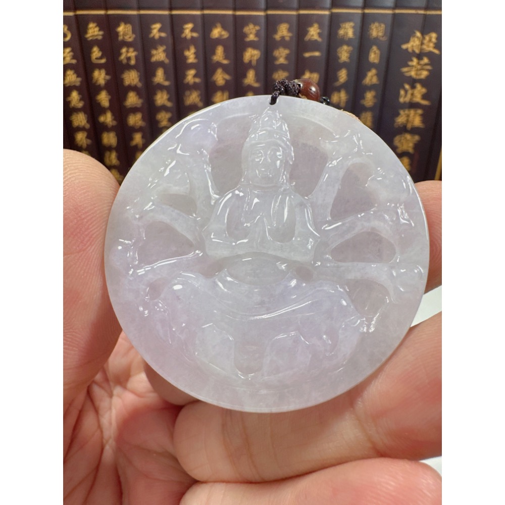 天然翡翠A貨-八大守護神-千手觀音鐲心玉牌 商品編號071208-細節圖7