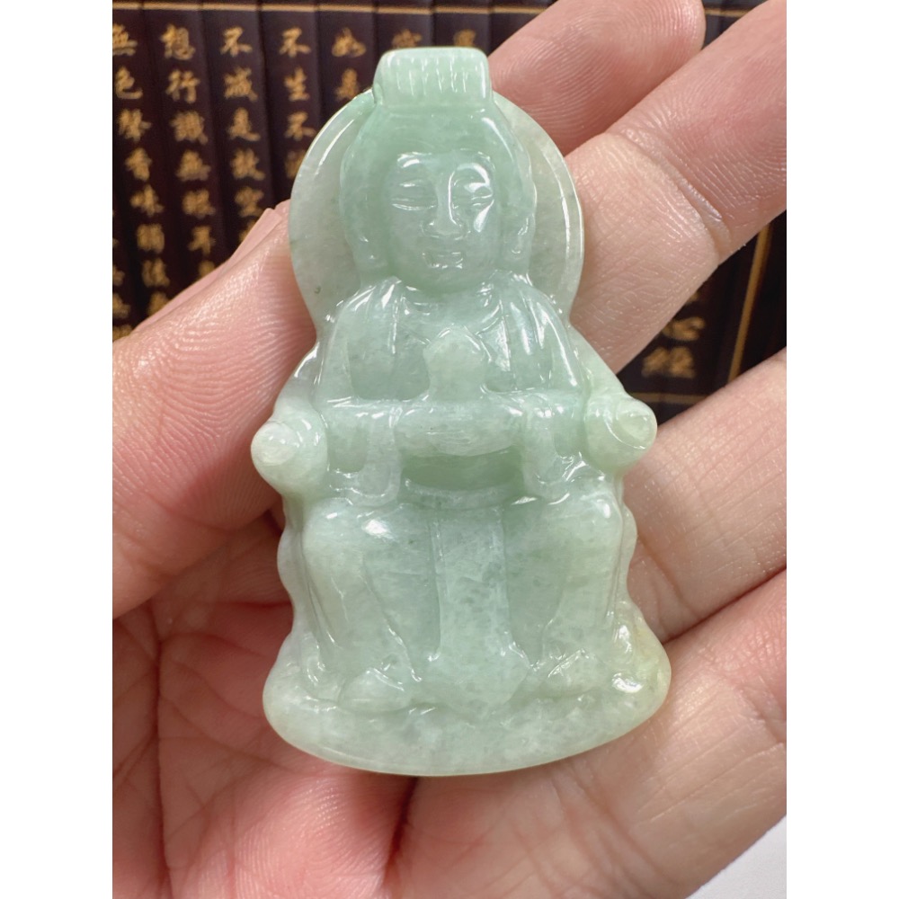 天然翡翠A貨-天生聖母媽祖娘娘立體厚庄掛件 商品編號071302-細節圖7