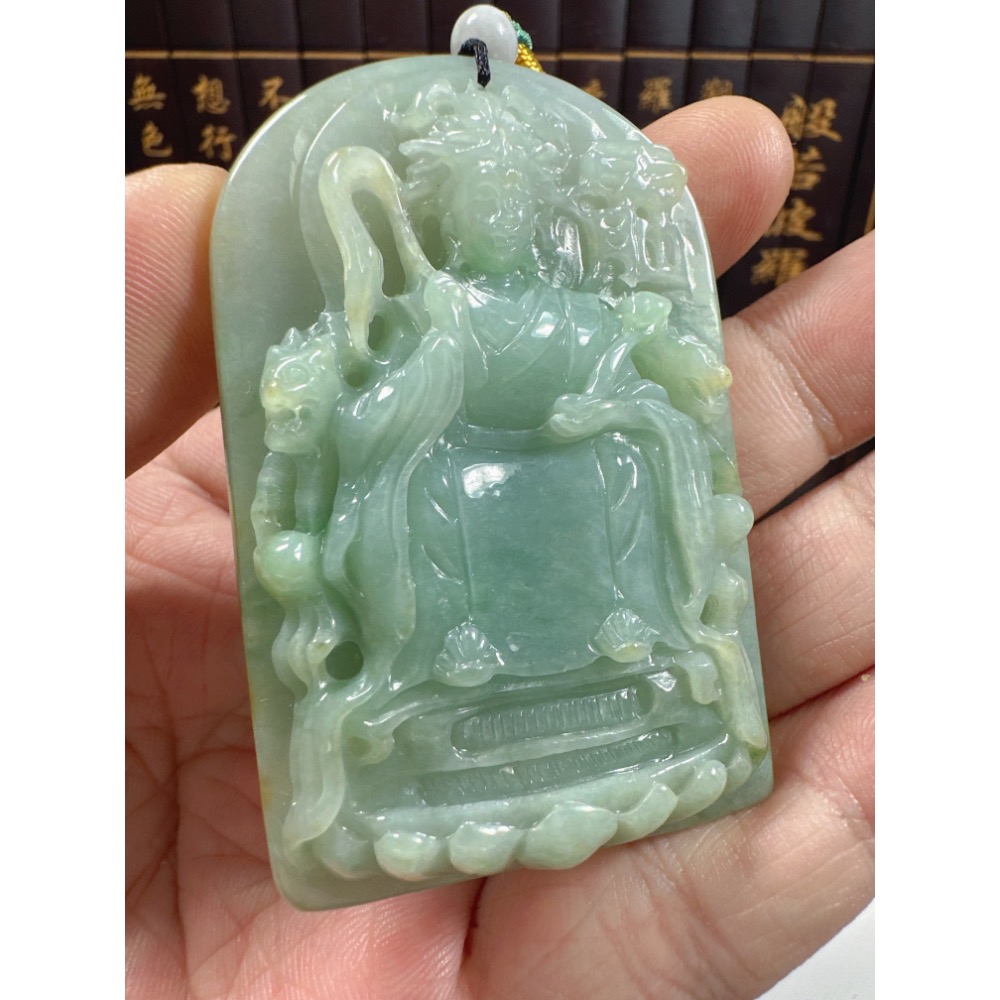 天然翡翠A貨-九天玄女立體厚庄玉牌掛件 商品編號071801-細節圖3