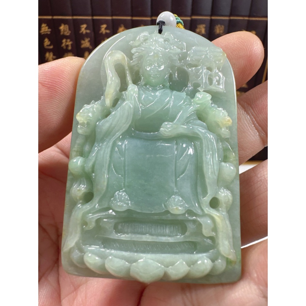 天然翡翠A貨-九天玄女立體厚庄玉牌掛件 商品編號071801-細節圖5