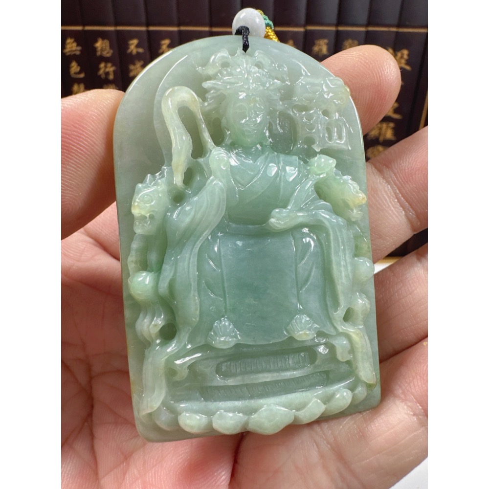 天然翡翠A貨-九天玄女立體厚庄玉牌掛件 商品編號071801-細節圖6
