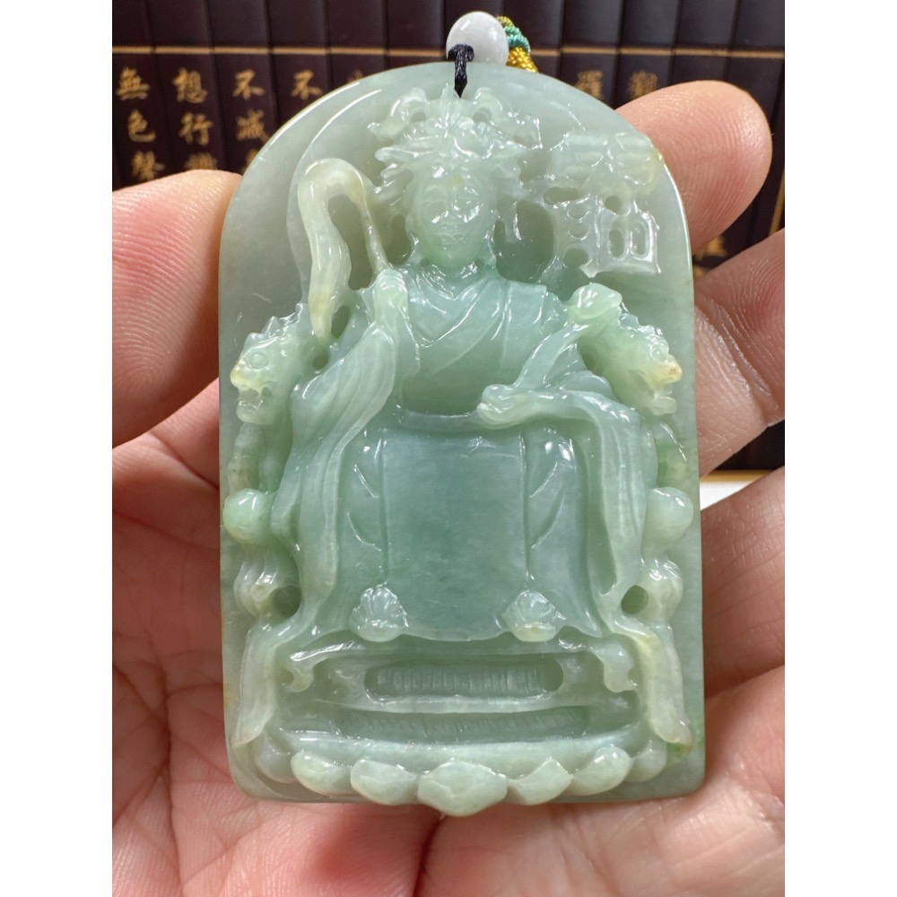 天然翡翠A貨-九天玄女立體厚庄玉牌掛件 商品編號071801-細節圖7