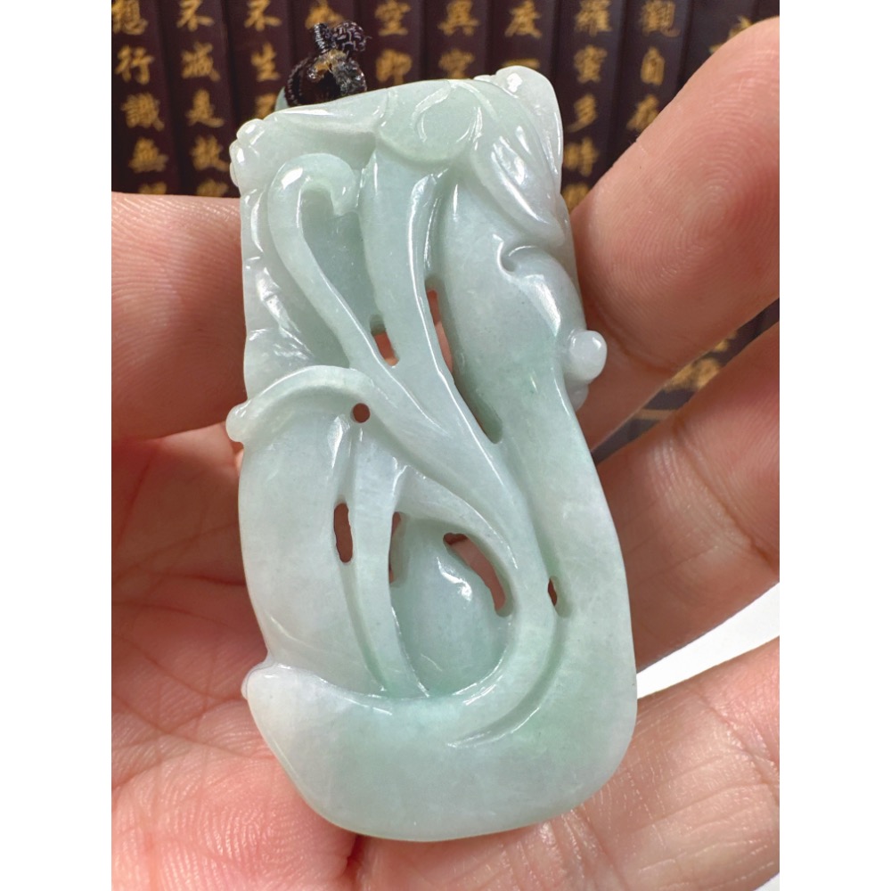 天然翡翠A貨-花開富貴事業有成呱呱來財立體厚庄掛件 商品編號072006-細節圖9