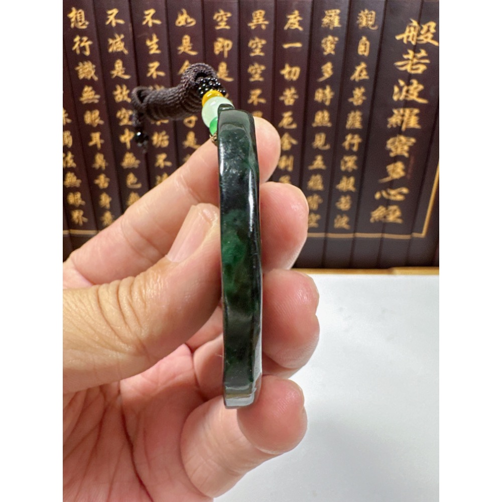 天然翡翠A貨-喜鵲報喜喜上眉梢成果豐碩鐲心掛件 商品編號072009-細節圖7