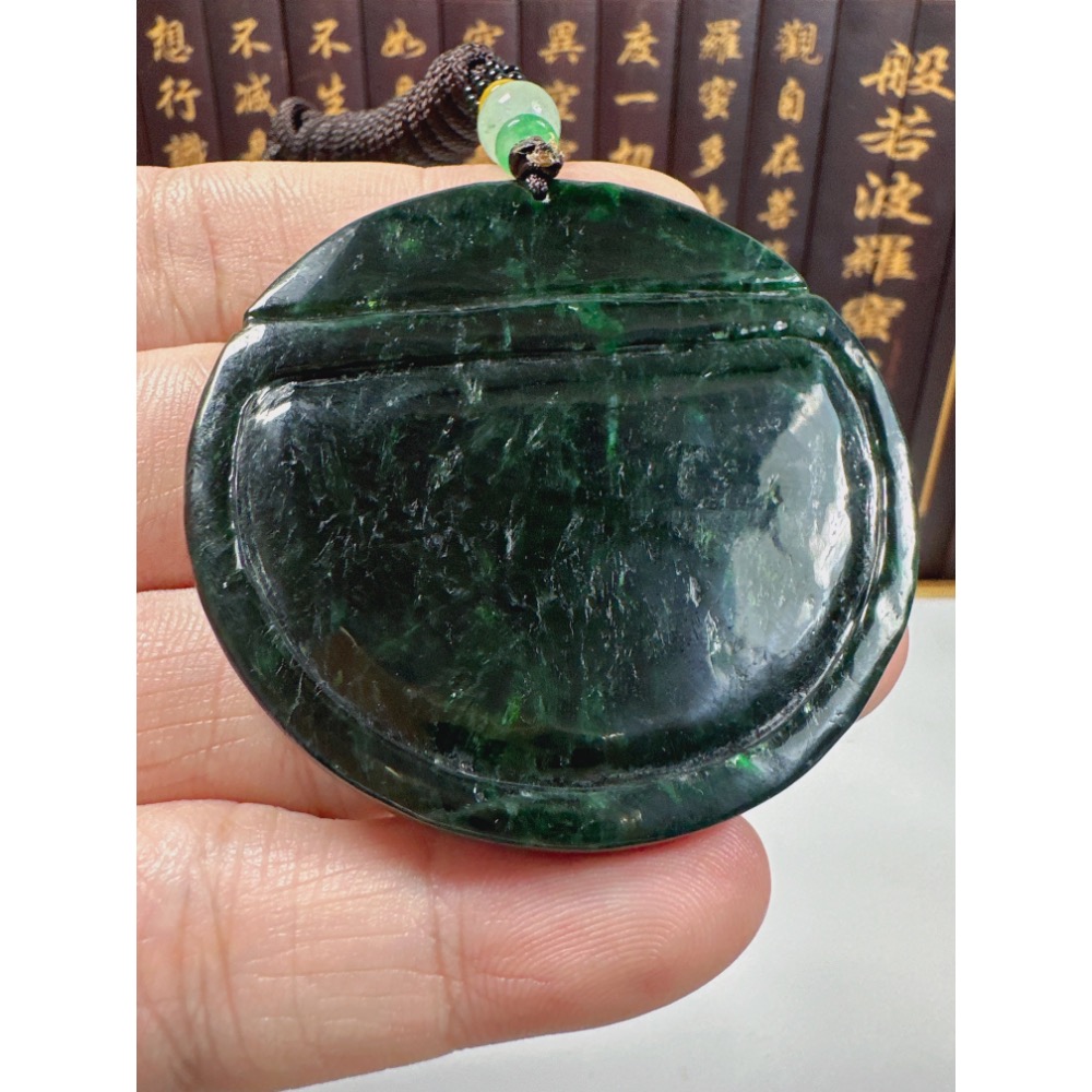 天然翡翠A貨-喜鵲報喜喜上眉梢成果豐碩鐲心掛件 商品編號072009-細節圖8