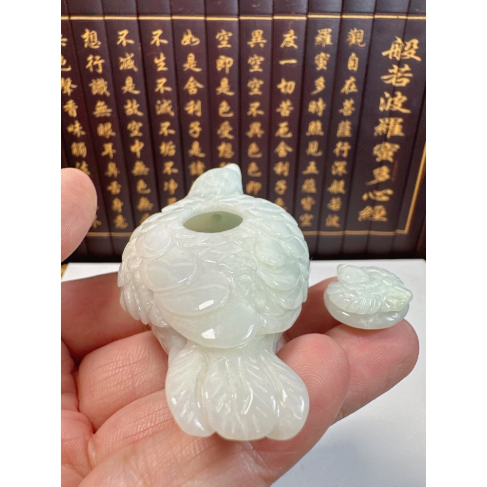 天然翡翠A貨-喜鵲造型立體茶壺小擺件 商品編號072505-細節圖7