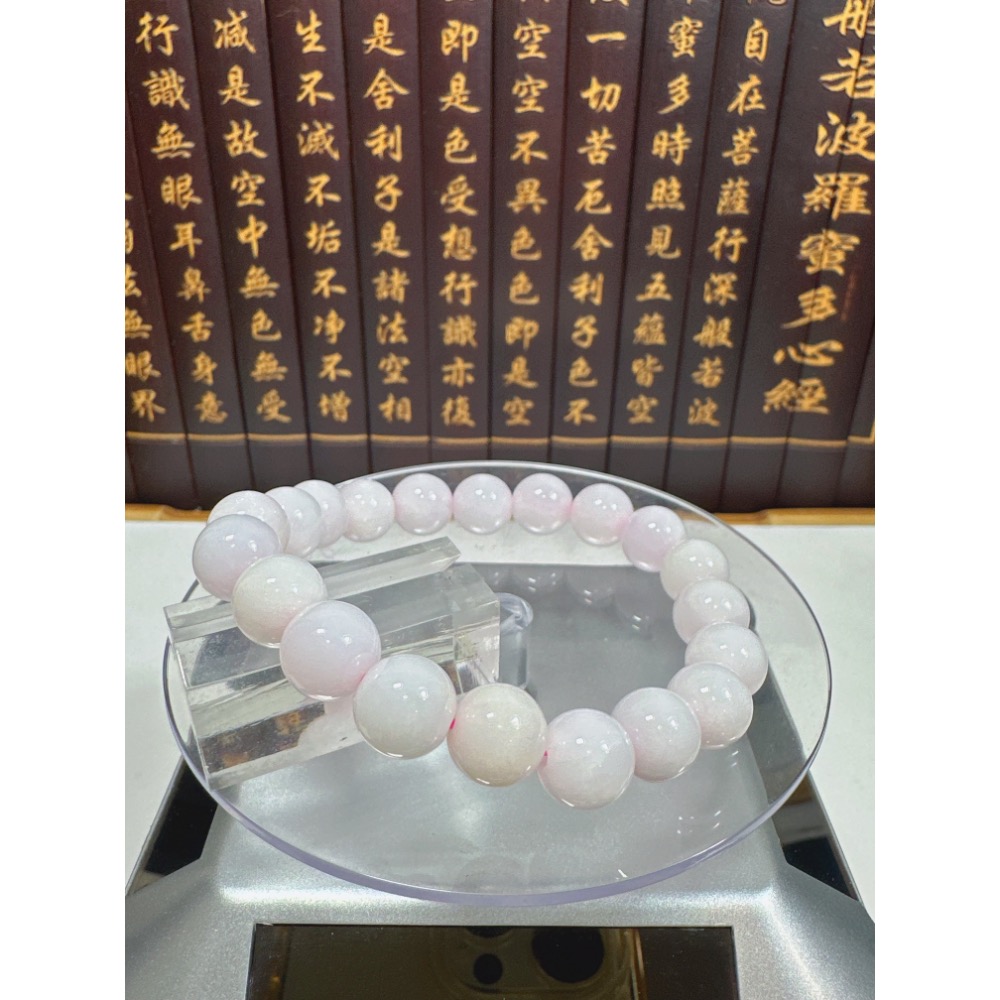 天然翡翠A貨-9.5mm粉紫圓珠手鍊 商品編號：080201-細節圖2