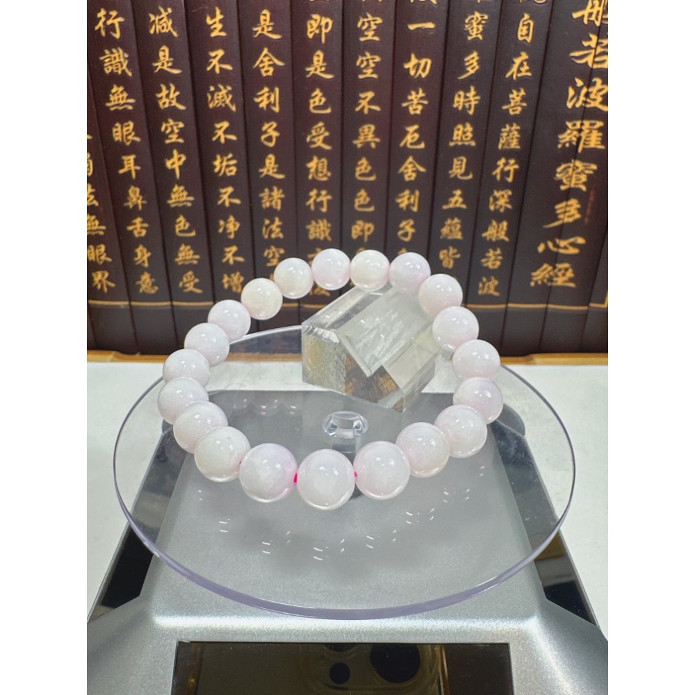 天然翡翠A貨-9.5mm粉紫圓珠手鍊 商品編號：080201-細節圖7