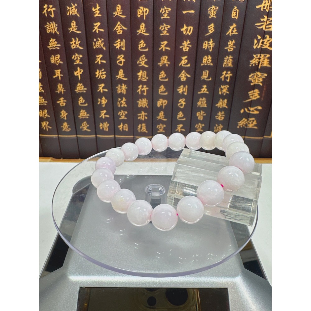 天然翡翠A貨-9.5mm粉紫圓珠手鍊 商品編號：080201-細節圖8