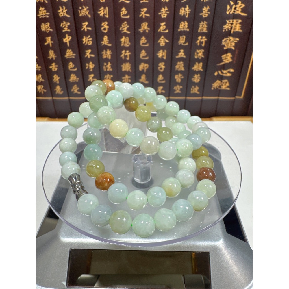 天然翡翠A貨-7.5mm多寶色圓珠項鍊 商品編號：080204-細節圖2