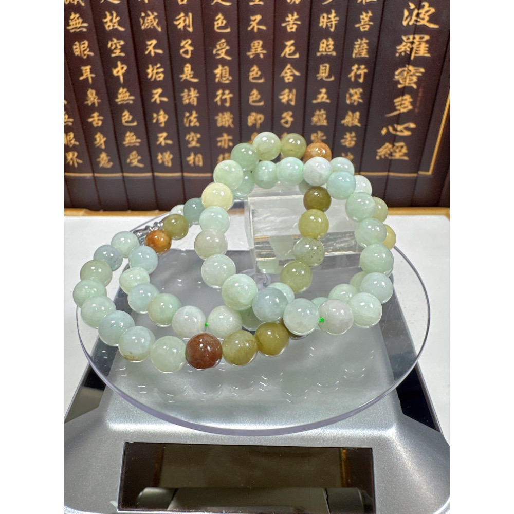 天然翡翠A貨-7.5mm多寶色圓珠項鍊 商品編號：080204-細節圖3
