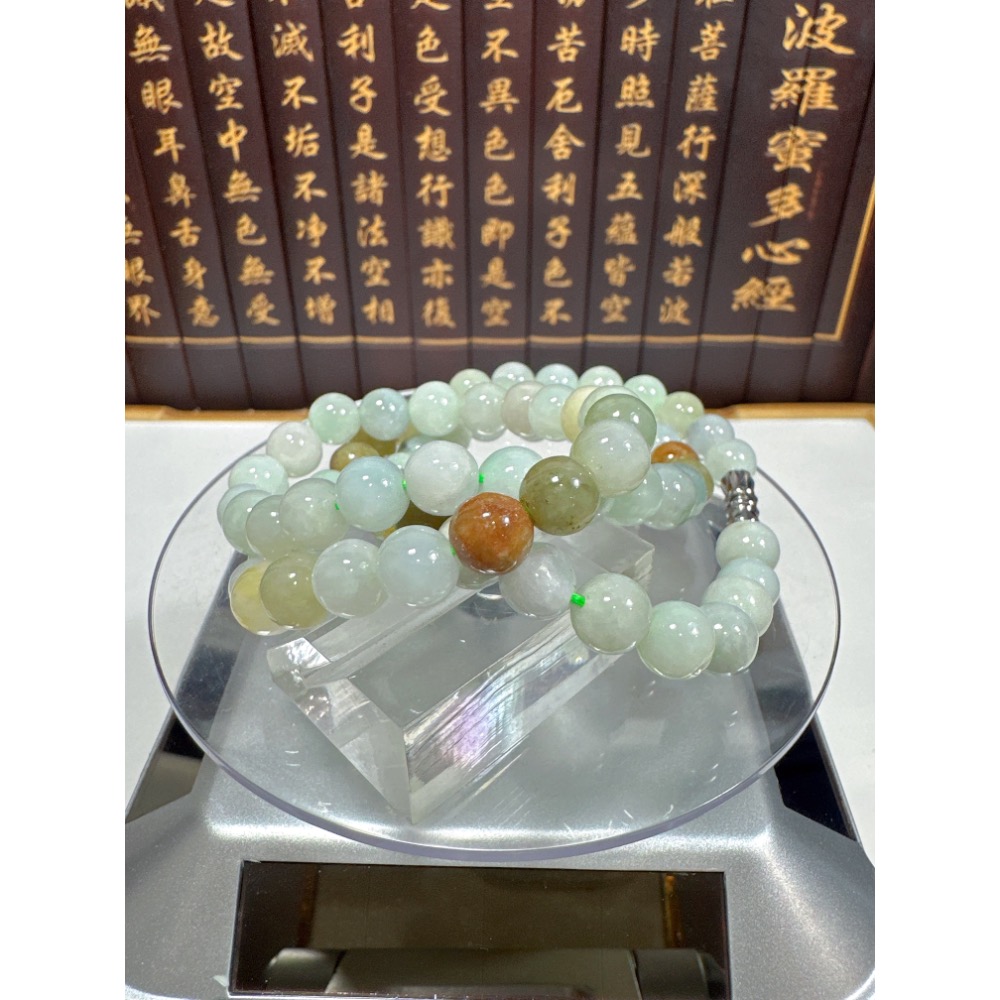 天然翡翠A貨-7.5mm多寶色圓珠項鍊 商品編號：080204-細節圖5