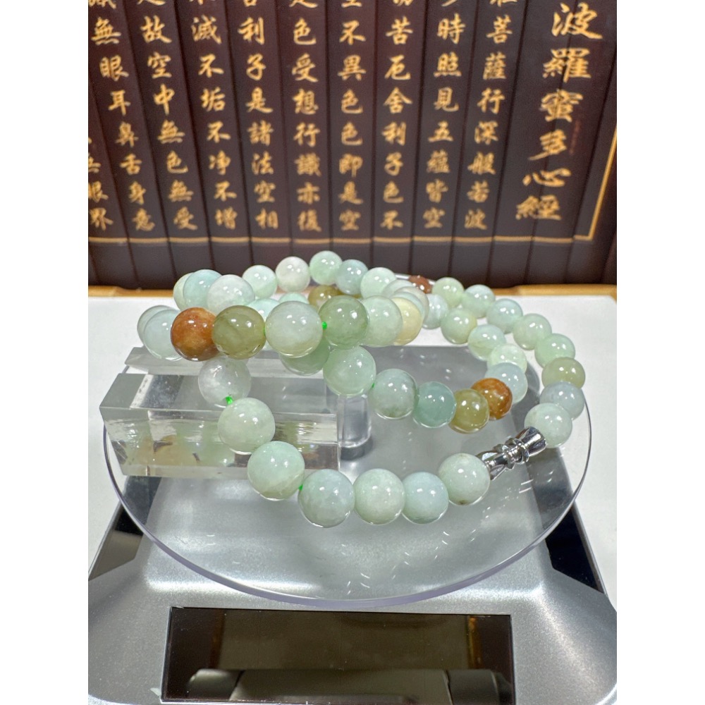 天然翡翠A貨-7.5mm多寶色圓珠項鍊 商品編號：080204-細節圖6