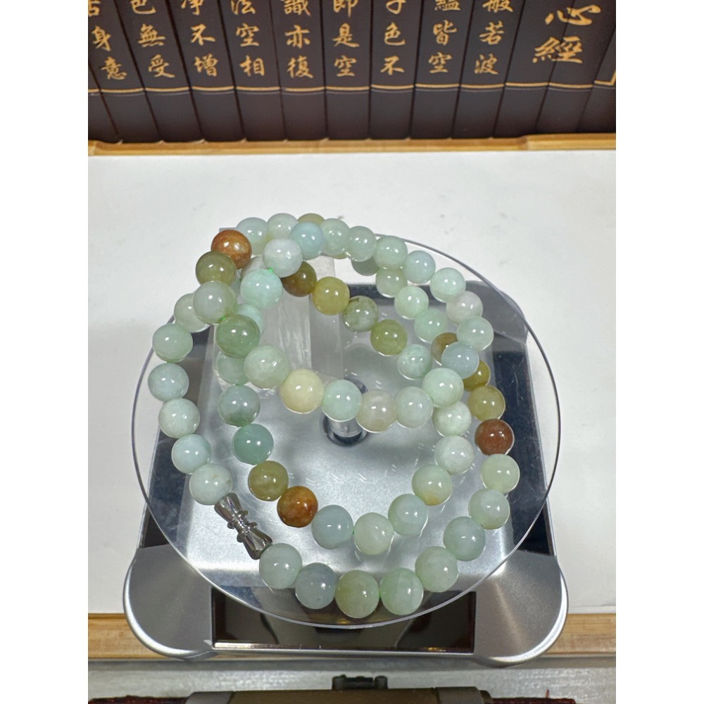 天然翡翠A貨-7.5mm多寶色圓珠項鍊 商品編號：080204-細節圖7