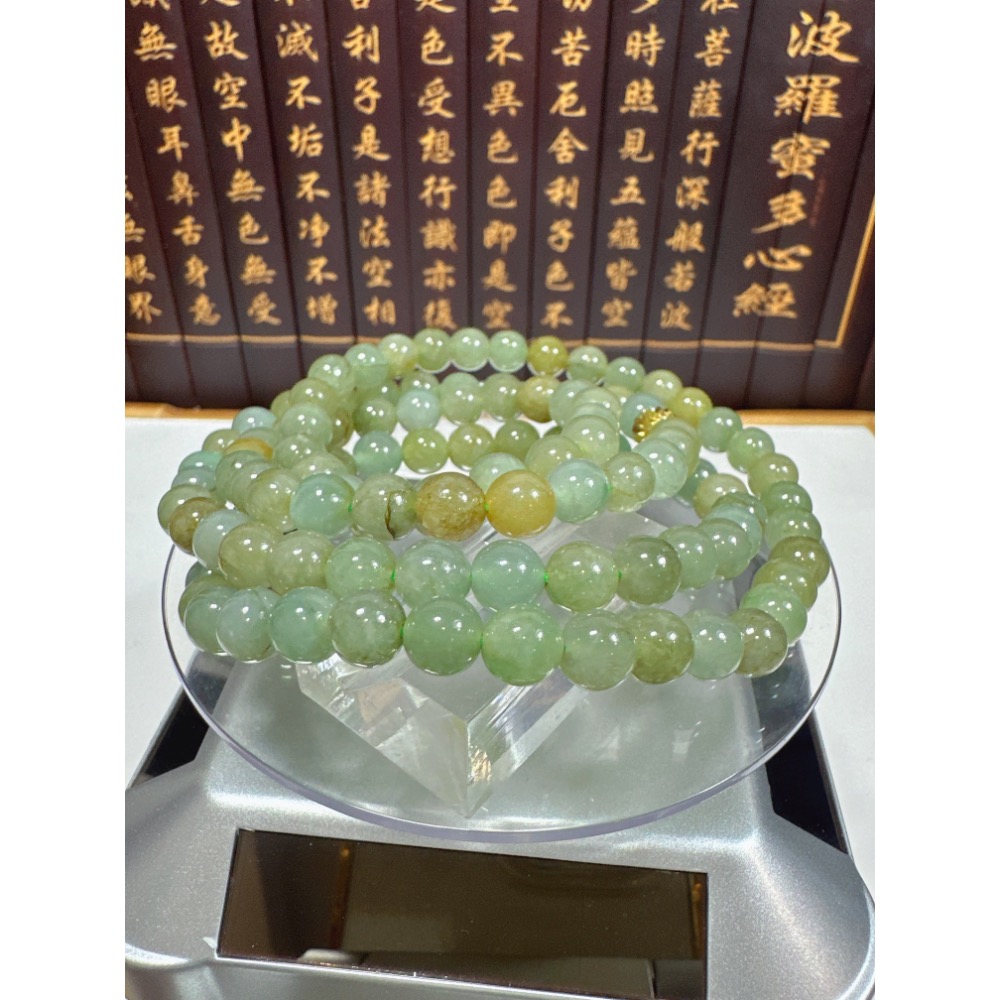天然翡翠A貨-7mm黃加綠108顆圓珠項鍊 商品編號：080205-細節圖2