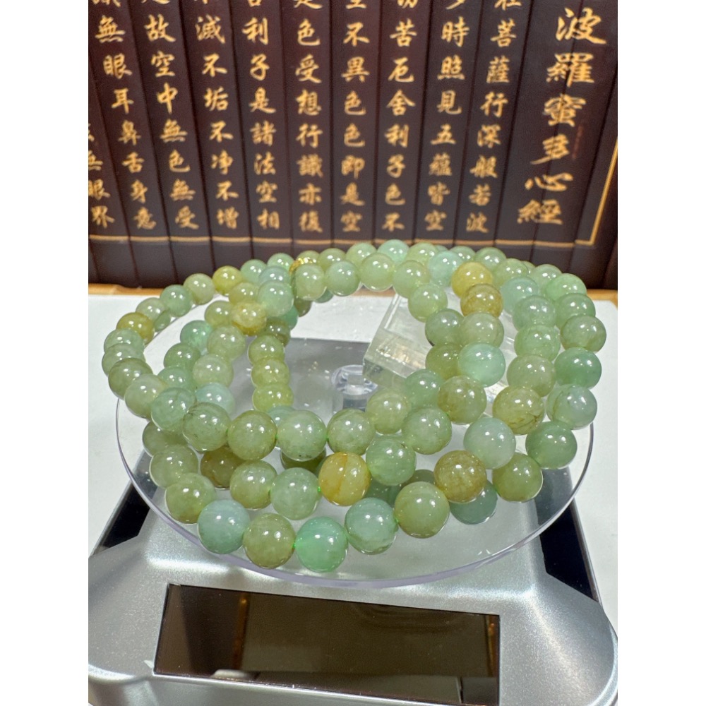 天然翡翠A貨-7mm黃加綠108顆圓珠項鍊 商品編號：080205-細節圖5