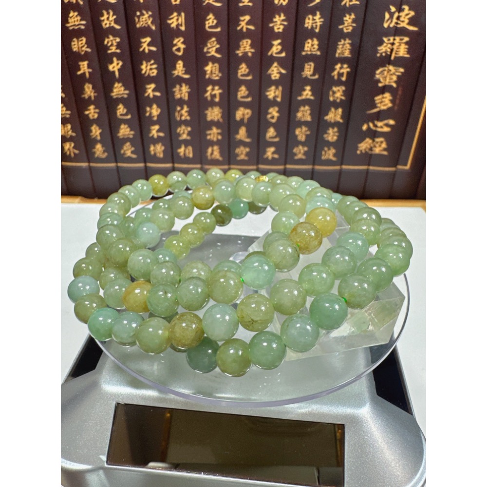 天然翡翠A貨-7mm黃加綠108顆圓珠項鍊 商品編號：080205-細節圖8