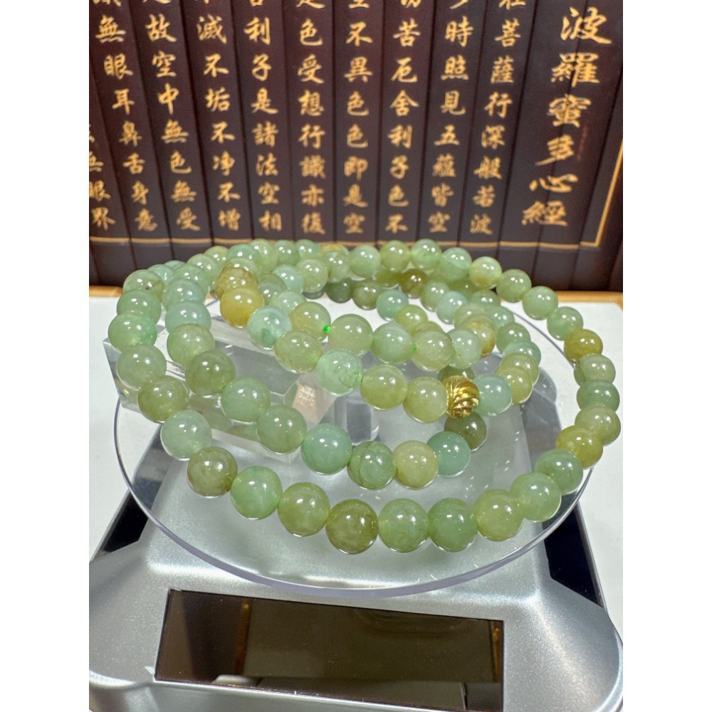 天然翡翠A貨-7mm黃加綠108顆圓珠項鍊 商品編號：080205-細節圖9