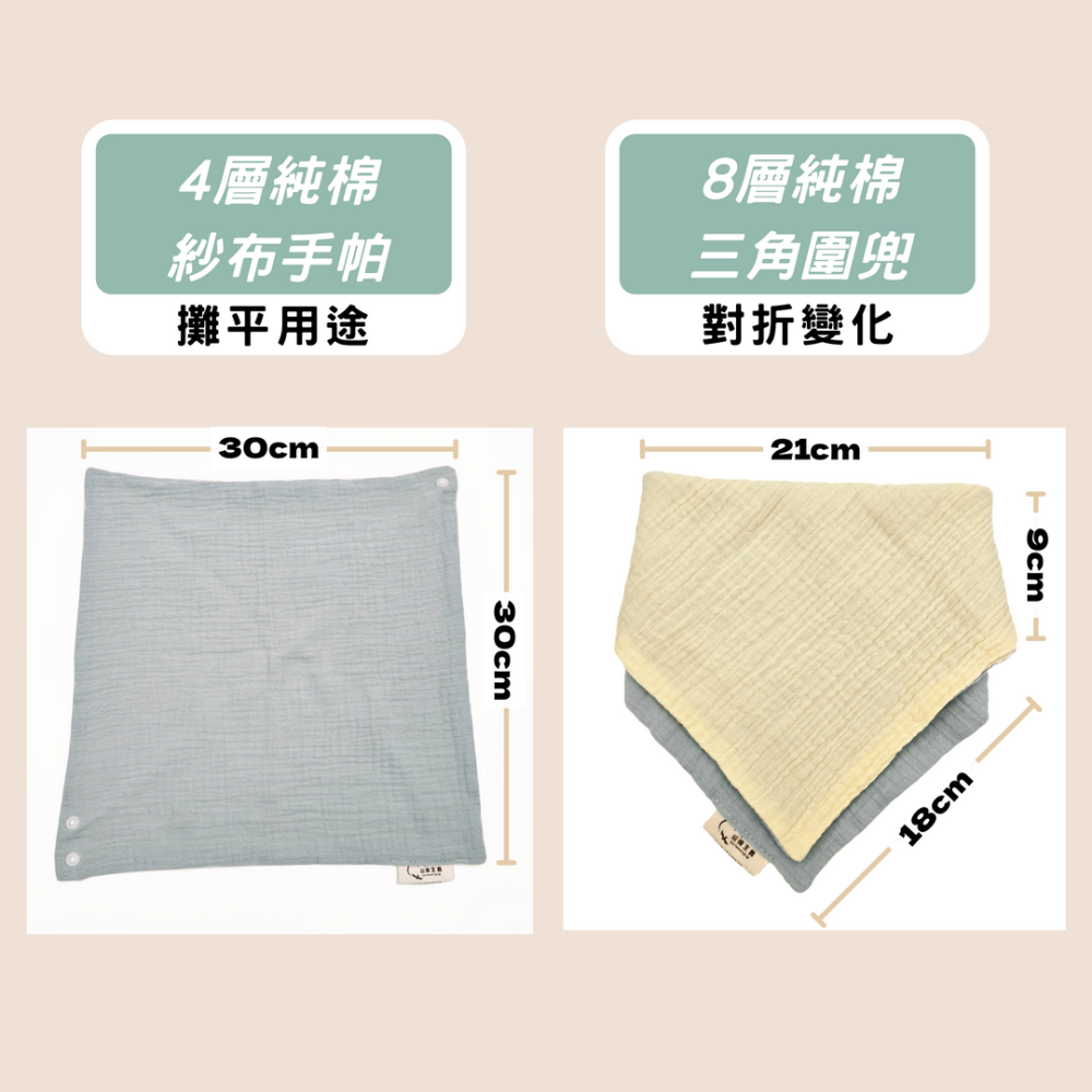 玩棉主義 MIT現貨附發票 純棉紗布三角圍兜 寶寶圍兜兜 造型圍兜 30X30cm紗布巾-細節圖5