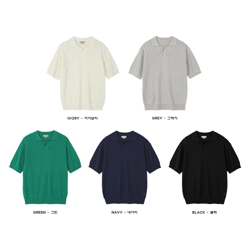 [N.plaza] 韓國 SCASH棉麻開領短袖針織衫（5色）-細節圖9