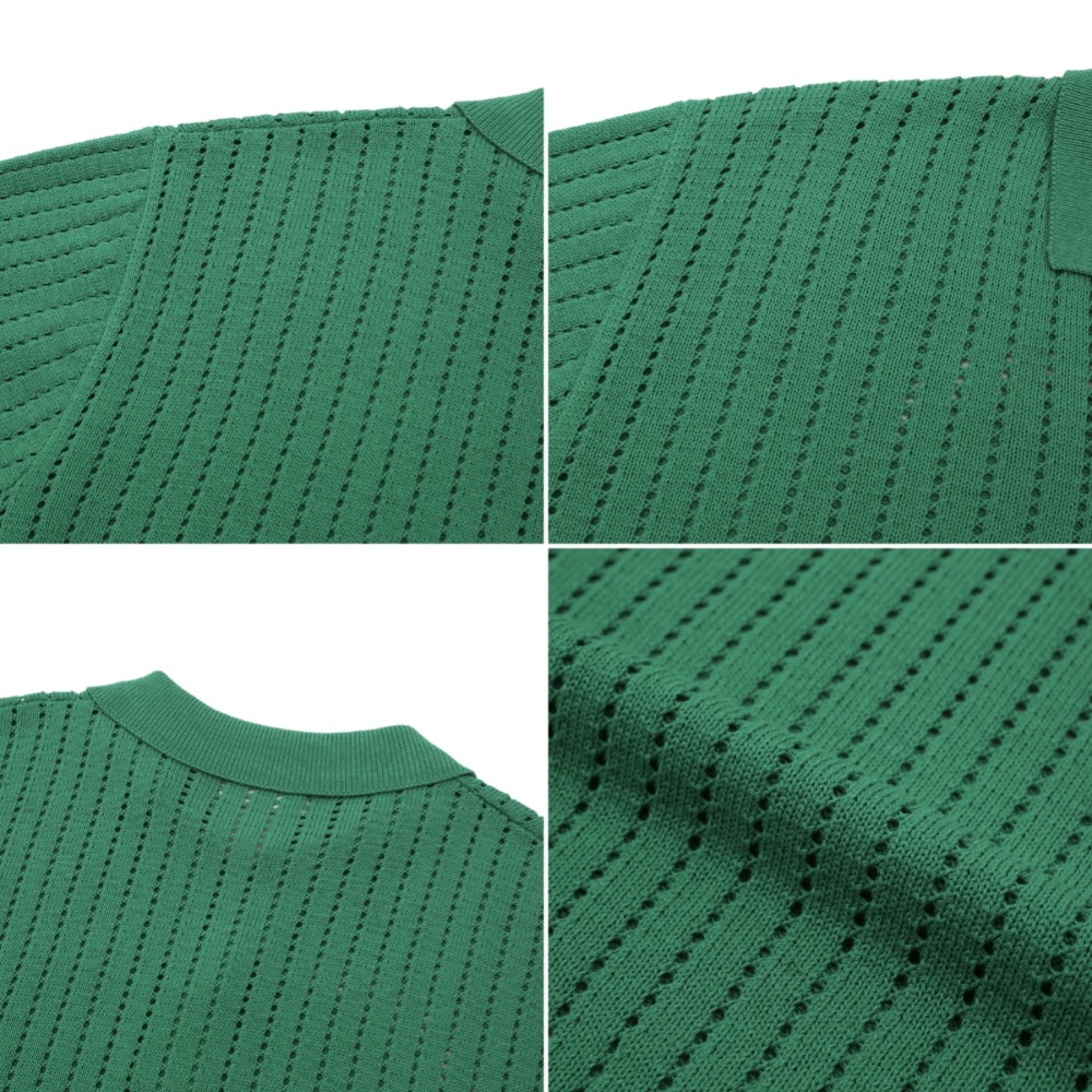 [N.plaza] 韓國 SCASH棉麻開領短袖針織衫（5色）-細節圖11