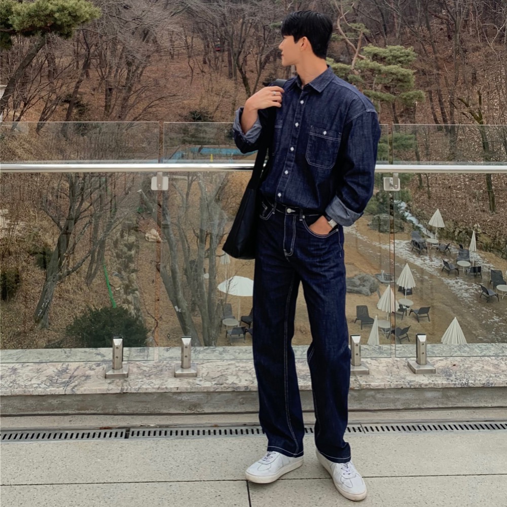 [N.plaza] 韓國 雙口袋靛藍牛仔襯衫（3色）-細節圖3