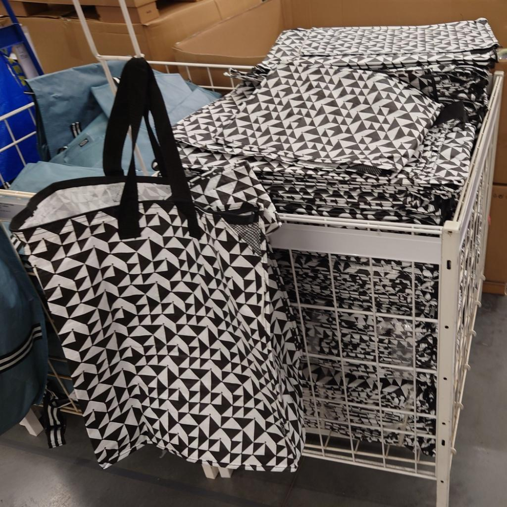 🇸🇪代購✨袋子　🛍️黑白袋 寬口雙拉鍊大袋子 環保購物袋/垃圾分類袋/收納袋 環保袋提袋手提袋 衣物棉被收納洗衣袋搬家袋-細節圖4