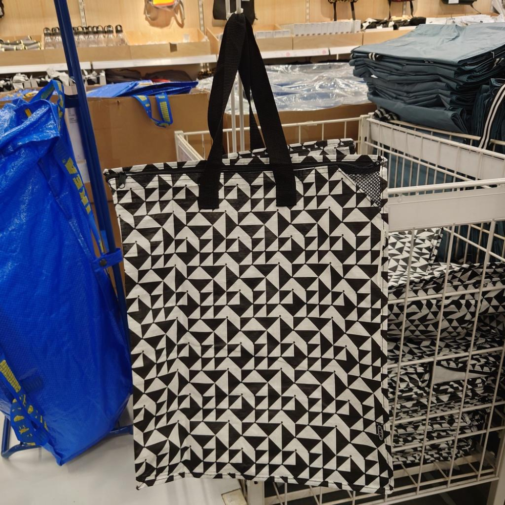 🇸🇪代購✨袋子　🛍️黑白袋 寬口雙拉鍊大袋子 環保購物袋/垃圾分類袋/收納袋 環保袋提袋手提袋 衣物棉被收納洗衣袋搬家袋-細節圖6