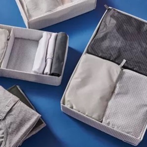 🇸🇪IKEA代購✨REN 衣物收納袋 3件組, 方格/灰色 黑色　💎出國旅行收納包 衣物收納 背包/旅行袋及配件-細節圖4