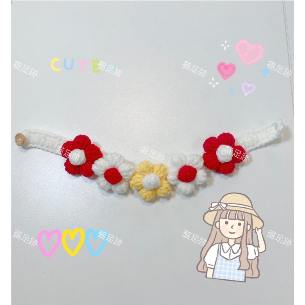 超可愛❤️ 甜美花花寵物項圈 貓咪頸項圈-細節圖2