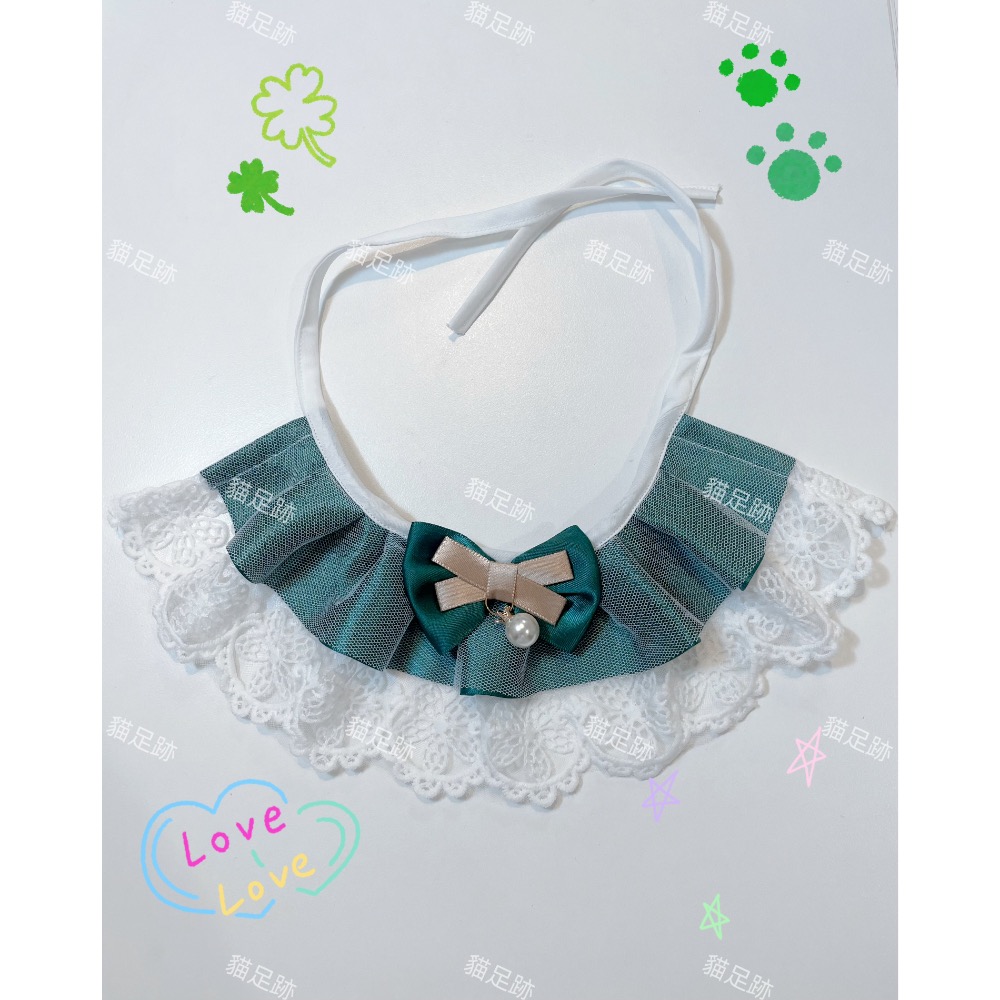 超熱賣❤️❤️典雅緞帶珍珠貓咪圍脖 貓咪項圈 貓咪頸圈-細節圖2
