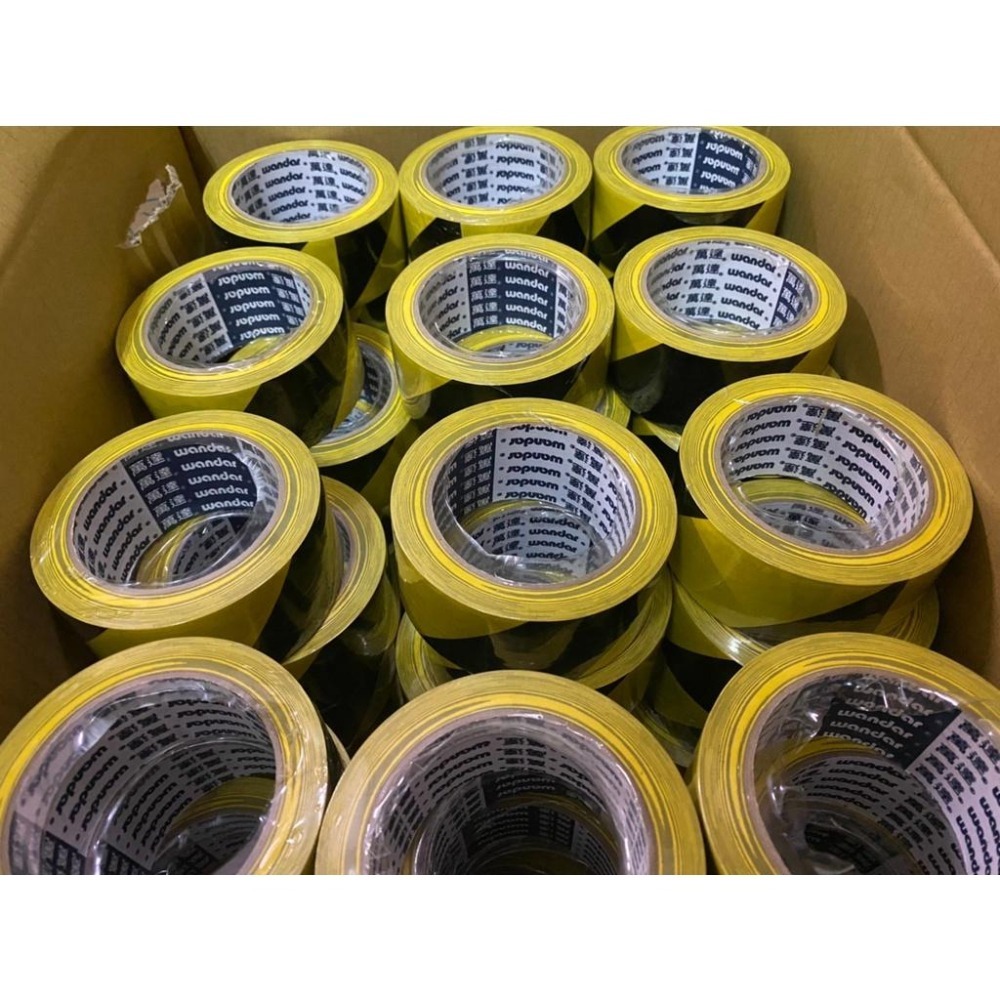 含稅附發票 48mm足27米長零售(含稅附發票) 整箱更便宜~黑黃斑馬膠帶 警示膠帶 PVC膠帶-細節圖4