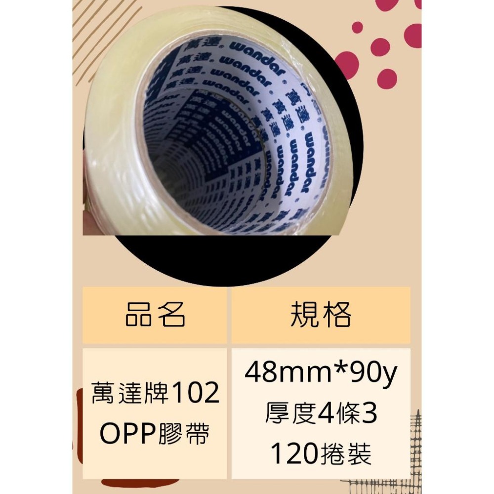 含稅附發票 超便宜90Y! 48mm膠帶 萬達牌 OPP膠帶 一箱120捲 封箱膠帶 透明膠帶 萬達膠帶 43u 加強黏-細節圖6
