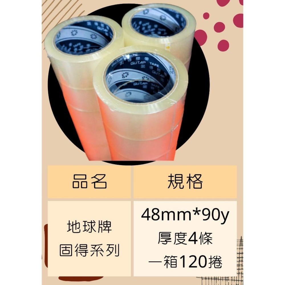 SGS認證 地球牌固得膠帶 透明膠帶 一箱120捲 48mm 90Y OPP膠帶 封箱膠帶 藍固得 透明 封箱-細節圖3