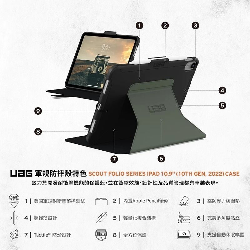 期間限定~9折~原價@1580【UAG】iPad 10代 10.9吋 極簡款耐衝擊平板保護殼套-細節圖2