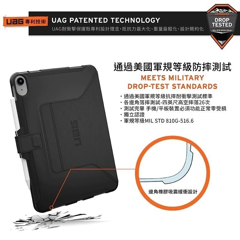 期間限定~9折~原價@1580【UAG】iPad 10代 10.9吋 極簡款耐衝擊平板保護殼套-細節圖3