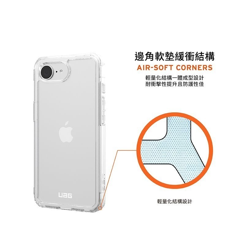公司貨~期間限定~89折~原價@1380【UAG】iPhone 16e 耐衝擊全透保護殼-極透明-細節圖9