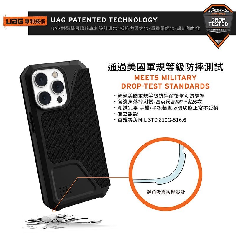 期間限定~9折~原價@1980【UAG】iPhone 14 系列 翻蓋收納款 耐衝擊手機保護殼 - 軍用黑-細節圖2