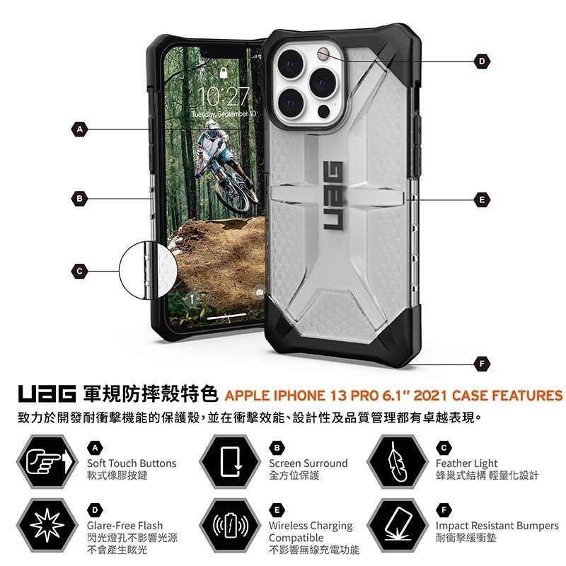 期間限定~9折~原價@1380【UAG】iPhone 13 系列 鑽石透明 耐衝擊防摔手機殼-細節圖3