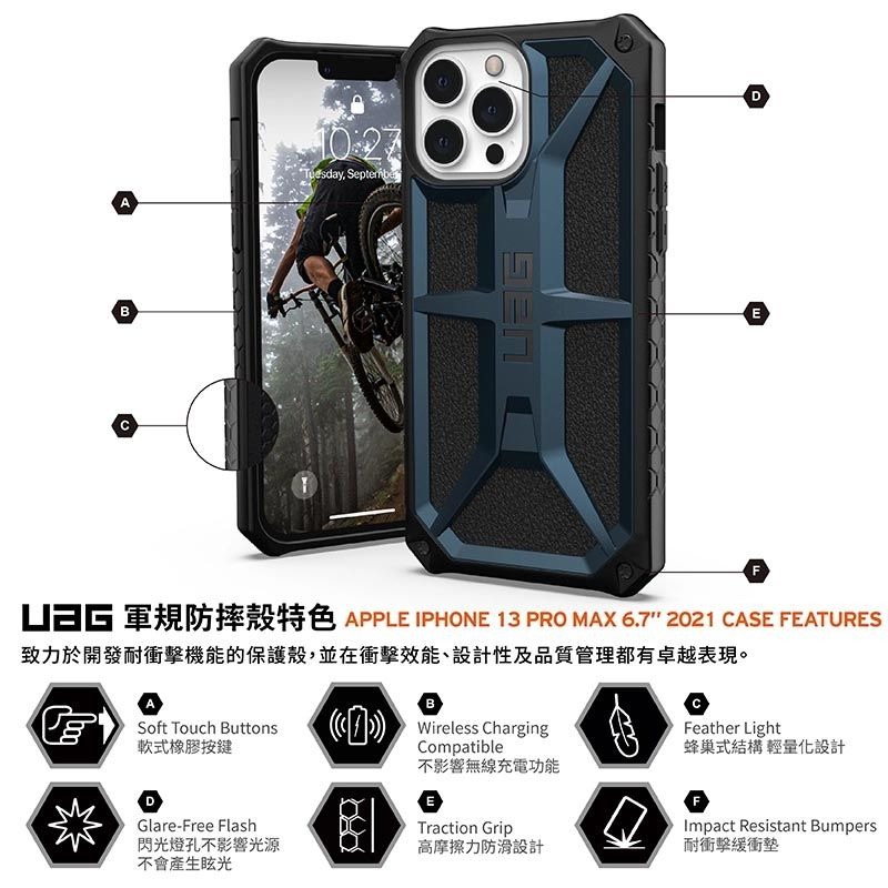 期間限定~9折~原價@2480【UAG】iPhone 13 系列 頂級耐衝擊防摔手機殼-軍用黑特仕版-細節圖6