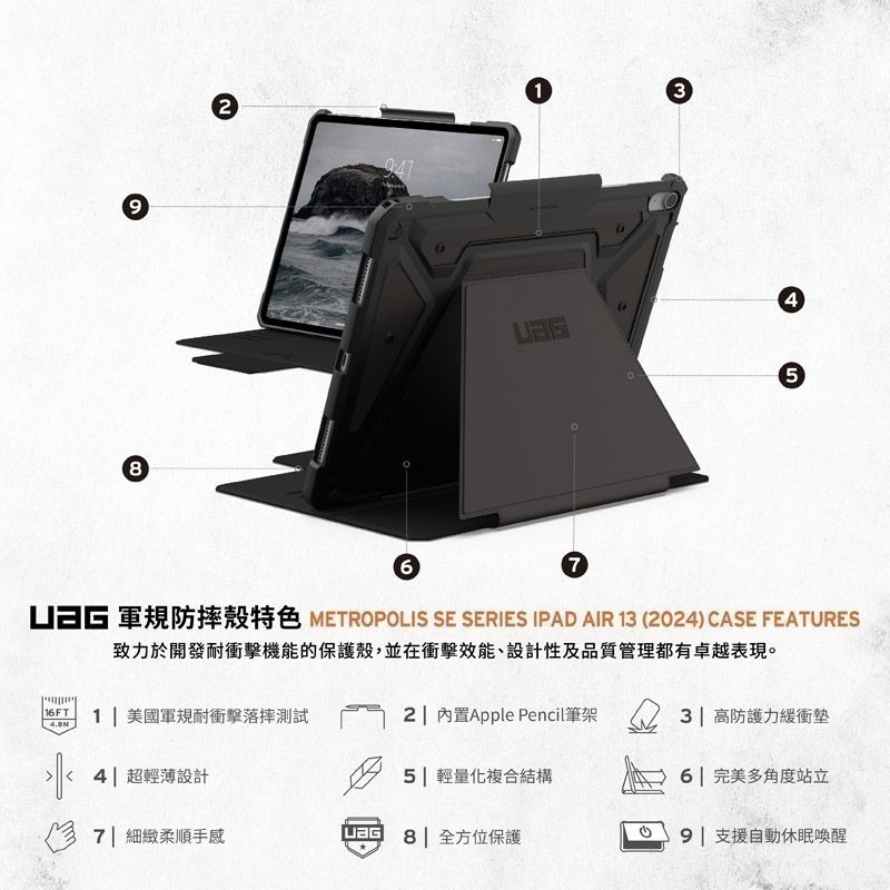 期間限定~9折~原價@1980~2880【UAG】iPad Air 11/13(2024-2025)都會款 耐衝擊保護殼-細節圖3