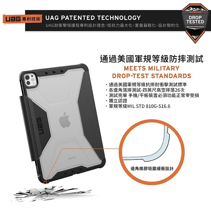 期間限定~9折~原價@1880【UAG】iPad Pro 11(2024)全透款 耐衝擊保護殼-細節圖4