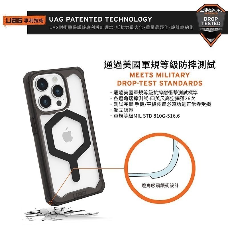 公司貨~期間限定~9折~原價@1680【UAG】iPhone 15系列 MagSafe磁吸式 全透款 耐衝擊防摔手機殼-細節圖3