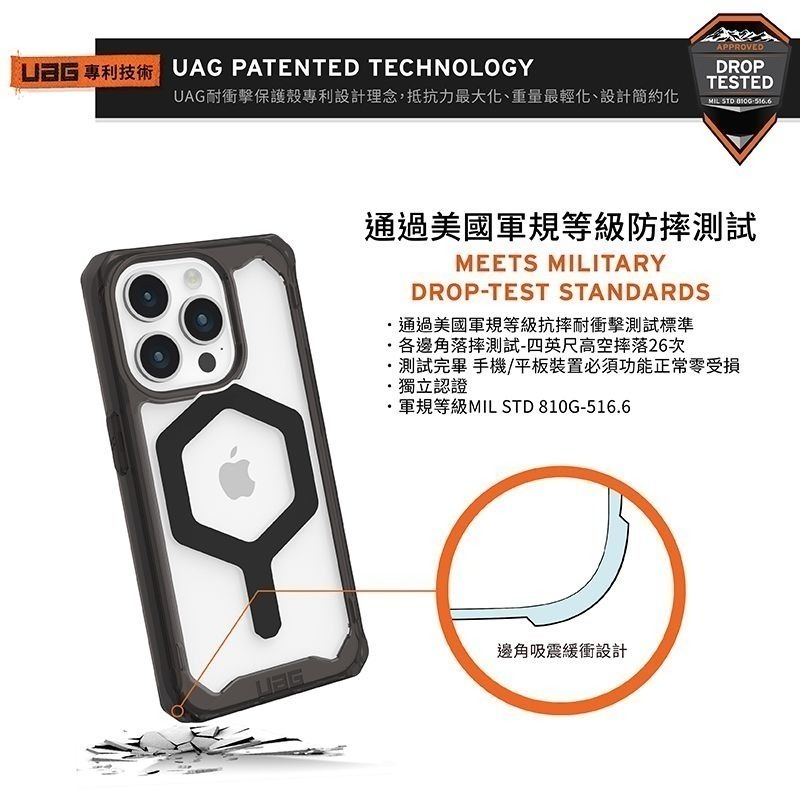 公司貨~期間限定~9折~原價@1680【UAG】iPhone 15系列 MagSafe磁吸式 全透款 耐衝擊防摔手機殼-細節圖3