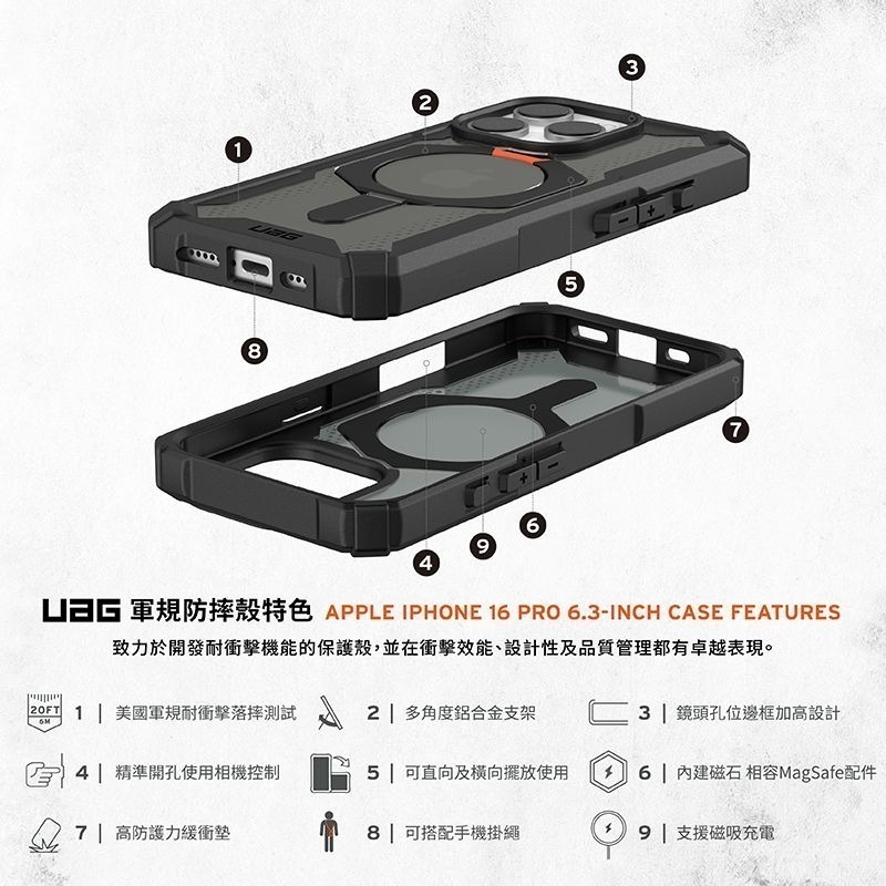 公司貨~期間限定~89折~原價@2380【UAG】iPhone 16系列 MagSafe磁吸式 支架款 耐衝擊防摔保護殼-細節圖3