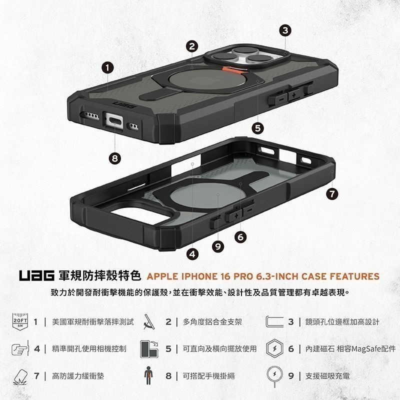 公司貨~期間限定~89折~原價@2380【UAG】iPhone 16系列 MagSafe磁吸式 支架款 耐衝擊防摔保護殼-細節圖3