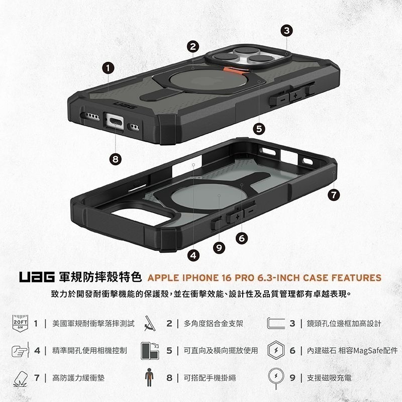 公司貨~期間限定~89折~原價@2380【UAG】iPhone 16系列 MagSafe磁吸式 支架款 耐衝擊防摔保護殼-細節圖3