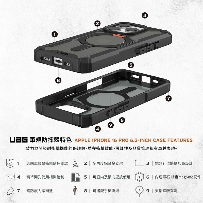 公司貨~期間限定~89折~原價@2380【UAG】iPhone 16系列 MagSafe磁吸式 支架款 耐衝擊防摔保護殼-細節圖3